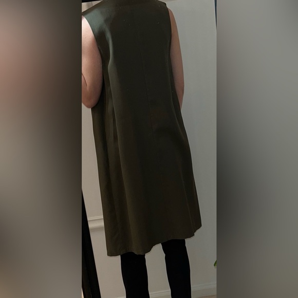 Sisley (Benetton Group) 100% lyocell open front olive green midi vest size US 4 - Picture 5 of 12